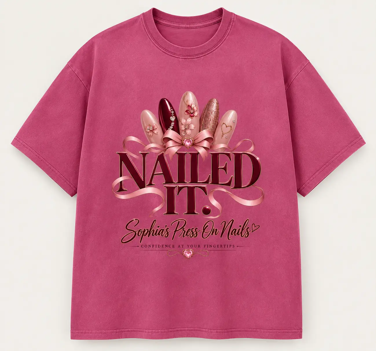 Sophia's Nailed It red graphic T-shirt